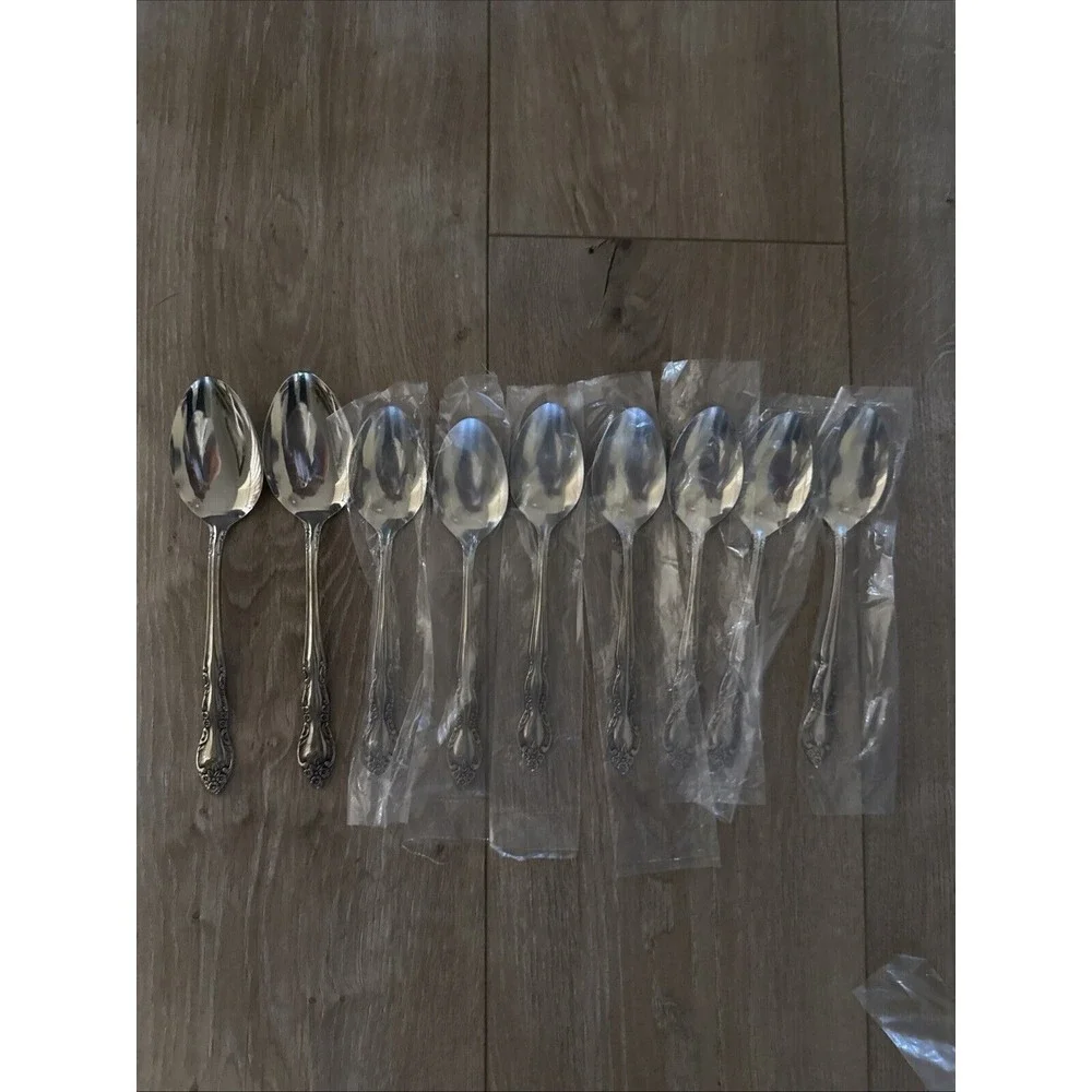 Vtg NEW 11 Imperial Flatware‎ Fleurette Oval Soup Place Spoons Serving Spoons
